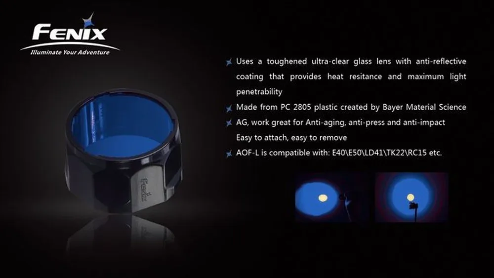 Fenix AOF-L фильтр для фонарика адаптер Красный диффузор подходит для fenix E40 E50 LD41 TK22 RC15