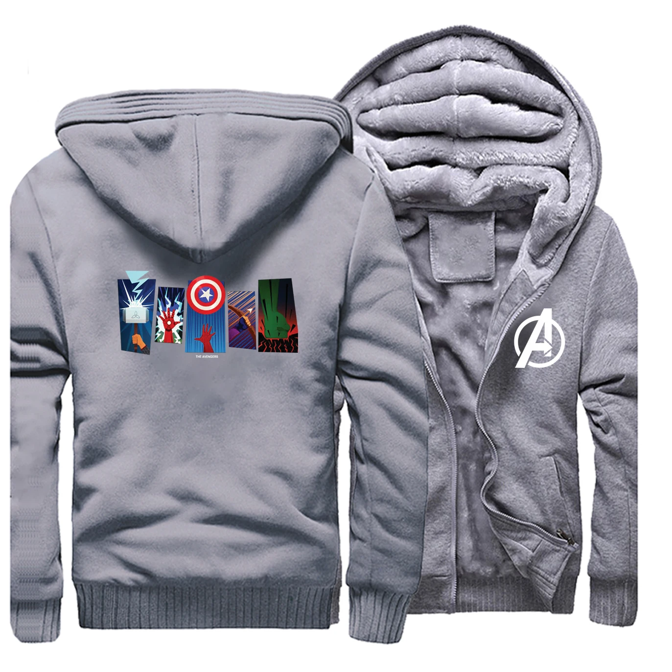 Толстовка с капюшоном с принтом marvel, флисовая утолщенная Толстовка для мужчин, одноцветная, реглан, тренд, Осень-зима, повседневные куртки на молнии