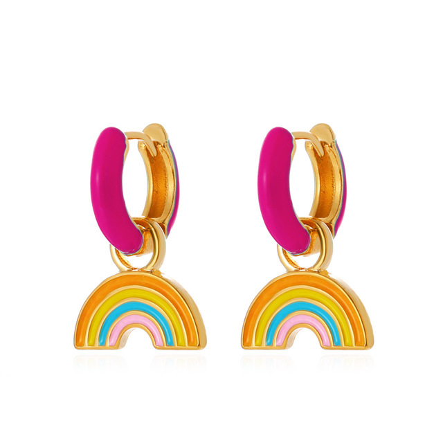 Pair Rainbow Drop Earrings for Women 2021 Trend Fashion multicolor Small Hoop Earrings Jewelry Women's Gifts