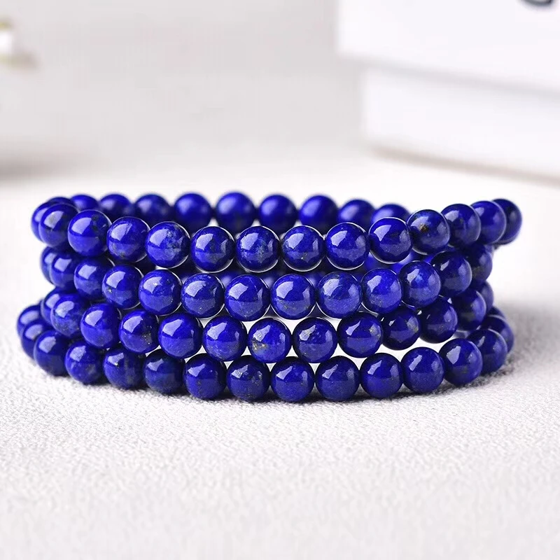 Natural Blue Lapis Lazuli Stone 4 laps Bracelet Women Men Love Stretch 4.5mm Round Beads Luxury Crystal Jewelry AAAAA | Украшения и