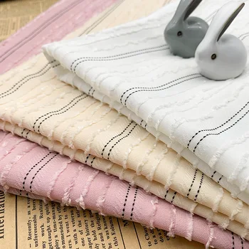 

New style striped 100dD tassel jacquard cut flower fabric DIY female dress fabric