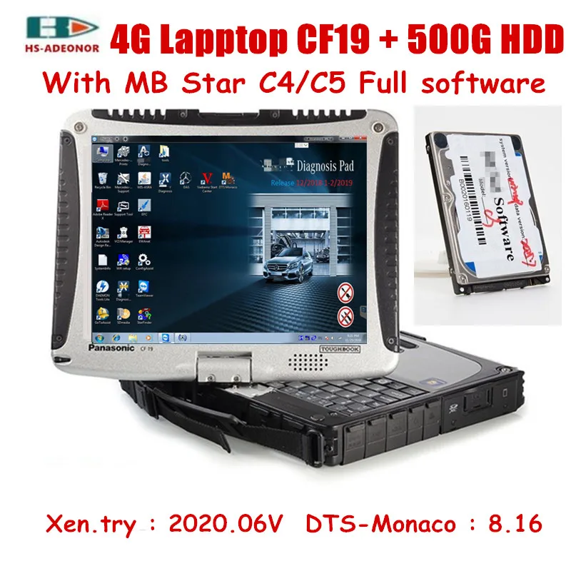 4G ноутбук компьютер CF19 с OBD2 сканер 2020 09 V программное обеспечение DTS Monaco8 + Vediamo DAS EPC