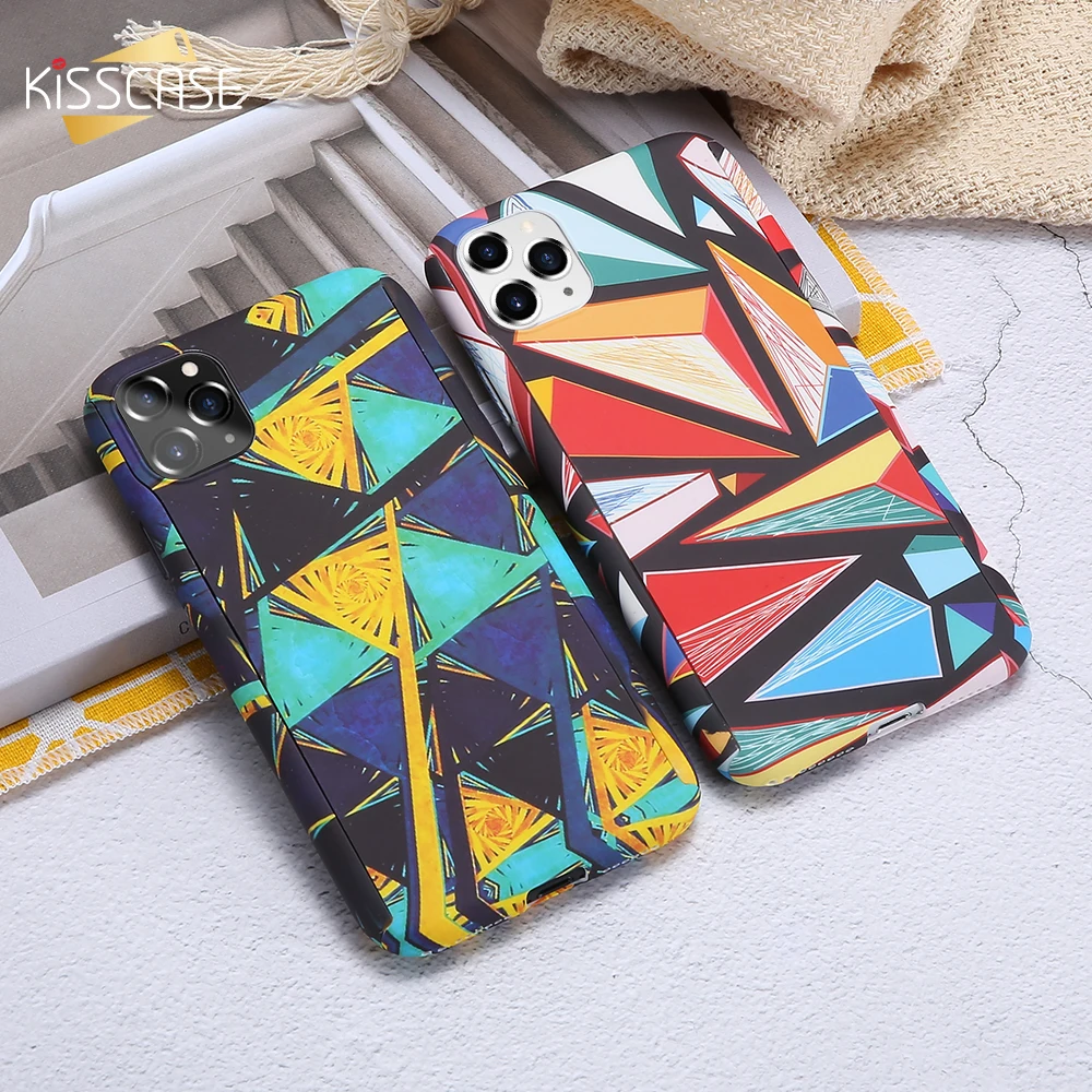 KISSCASE Geometric Case for iPhone 11 PRO MAX Pro 360 All Cover Heart PC XS X XR 8 7 Plus Coque |