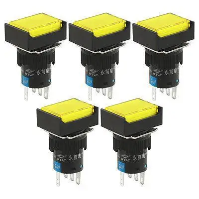 

DC 24V Yellow Lamp Latching Rectangular Push Button Switches from China