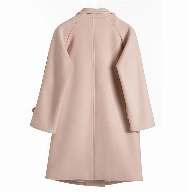Зимнее шерстяное пальто и куртка Женская Корейская розовая Длинная Куртка теплое элегантное утолщенное шерстяное пальто из кашемира винтажное длинное пальто женская накидка
