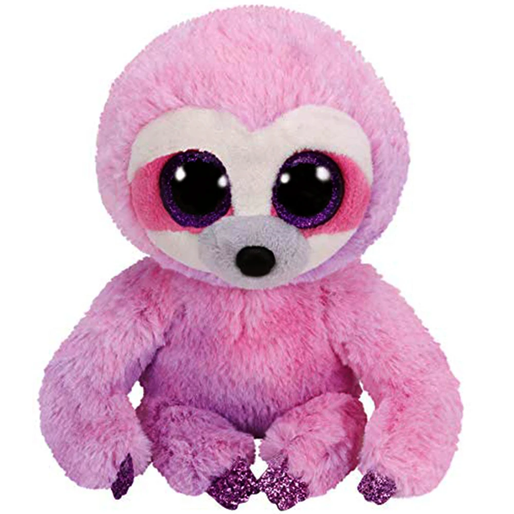 

Pyoopeo Original Ty Boos 6" 15cm Dreamy Purple Sloth Plush Regular Big-eyed Stuffed Animal Collection Doll Toy with Heart Tag