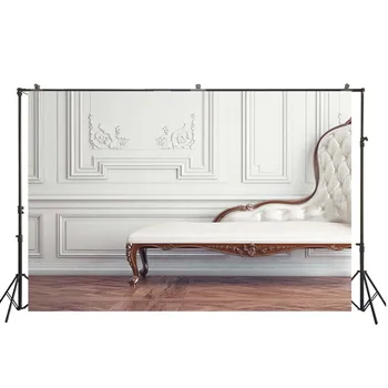 

HuaYi white spray panited wall decoration brown wood floor background backdrops for home decor photoshoot photography D-9147