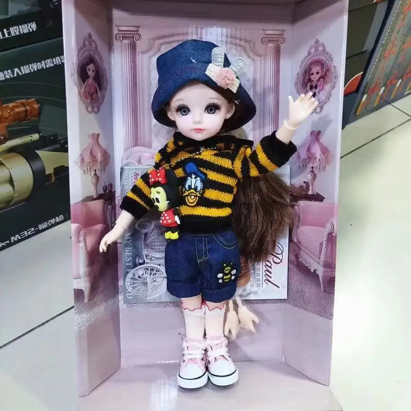 Cute Face 30cm BJD Doll 18 Movable Jointed Pouting DIY Bjd Dolls Princess Toys BJD Round Face long Hair DIY Toy Gift for Girls 17