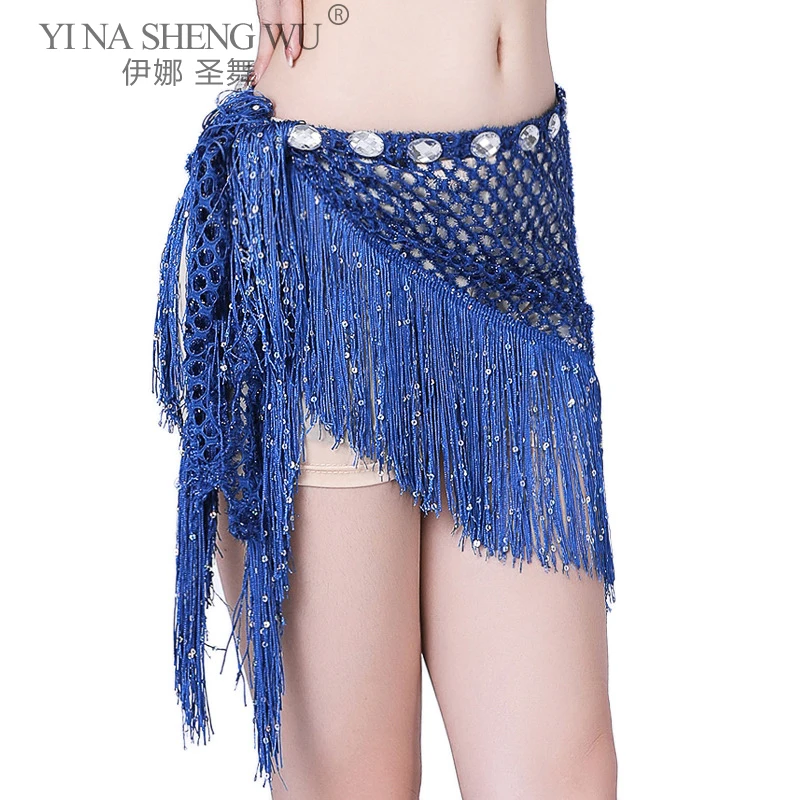 

New Style Belly Dance Costumes Sequins Tassel Performance Belly Dance Hip Scarf for Women India Belly Dancing Hollow Out Belts