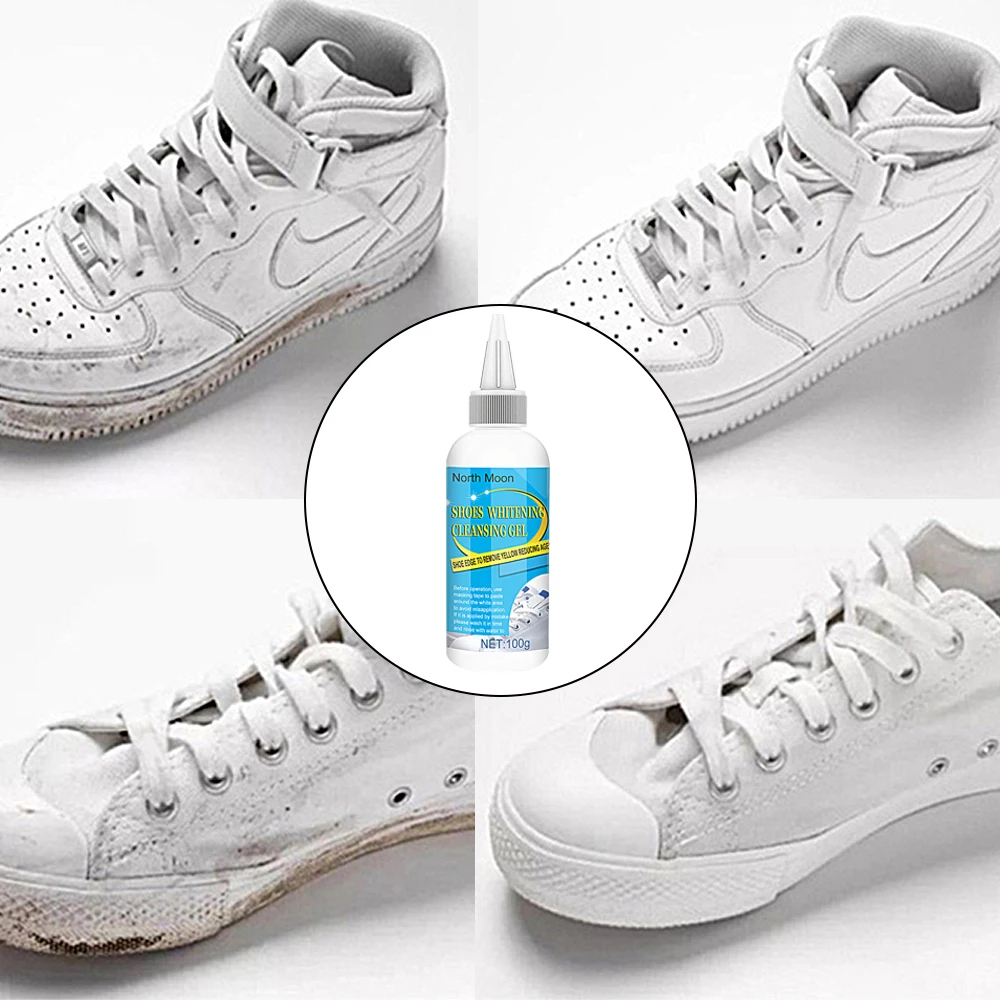 100ml Shoes Cleaner Kit with Tape & Brush Shoes Whitening Kit Multifunction White Shoe Cleaning Agent for Canvas Fabric 6