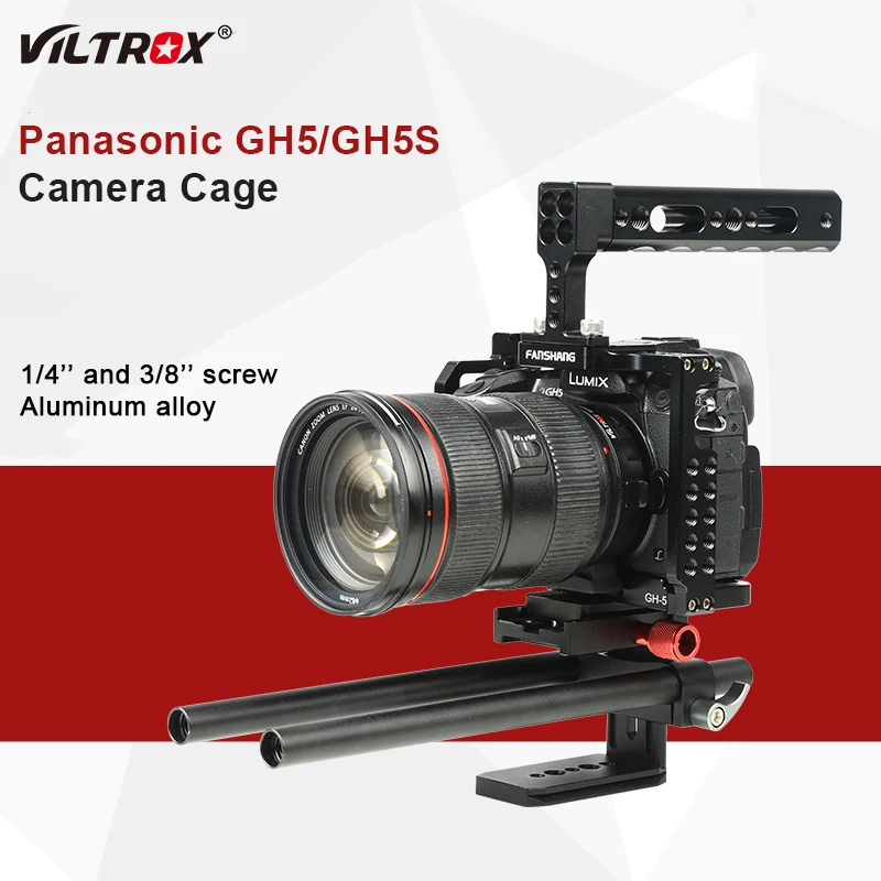 

Viltrox Camera Cage Protecting Case with 1/4'' 3/8'' screw Follow focus Handle Grip Cage kit for Panasonic GH5 GH5S Camera