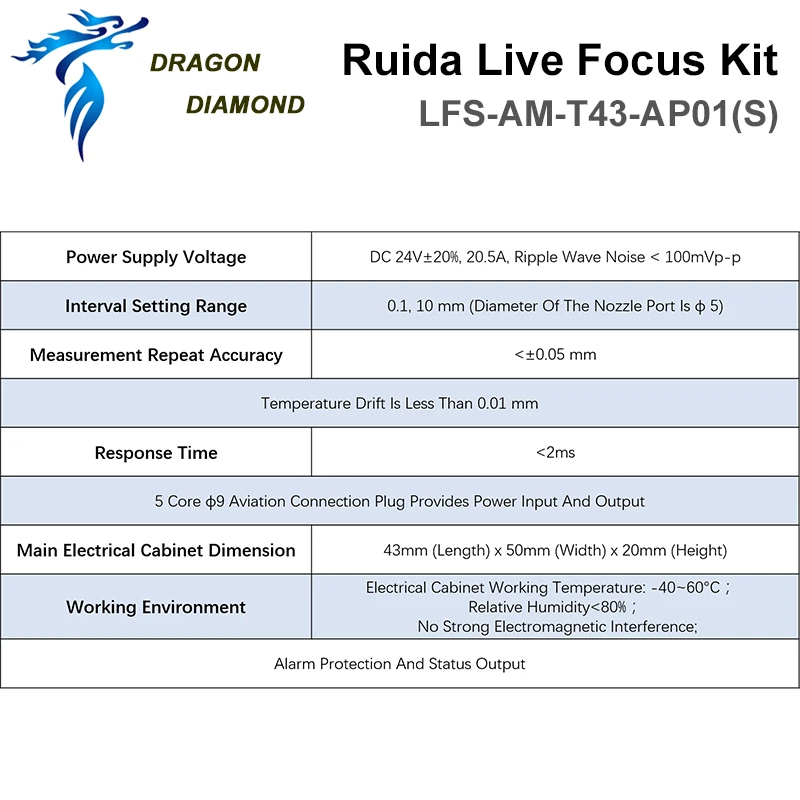 Ruida 금속 절단 라이브 포커스 시스템 앰프 및 연결선 LFS-AM-T43-AP01(S), Co2 레이저 조각기, 