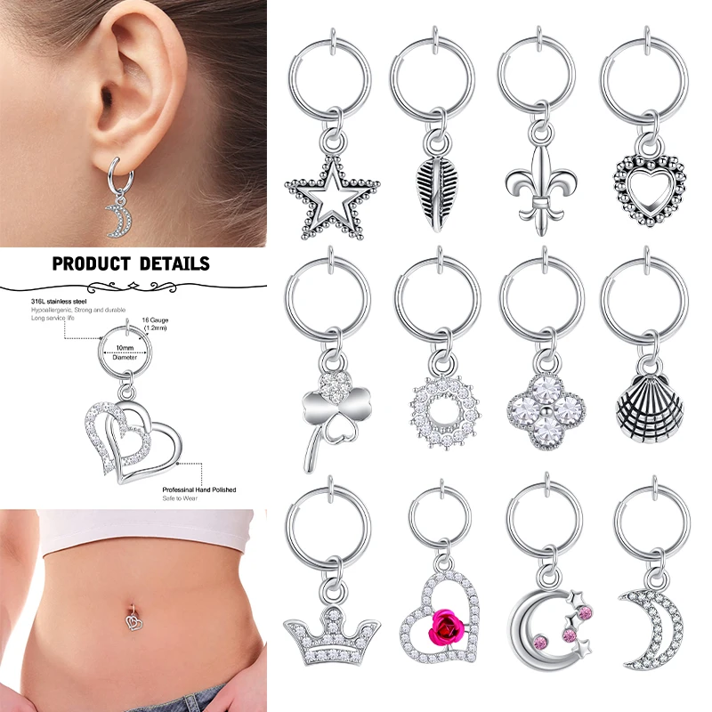 Kompromiss Klappe Schach spielen clip on navel ring Geschmeidig