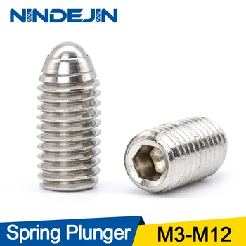 

NINDEJIN 2-15pcs Hex Hexagon Socket Ball Domed Point Set Screws Metric Spring Plunger Screw Stainless Steel M2/M3/M4/M5/M8/M10