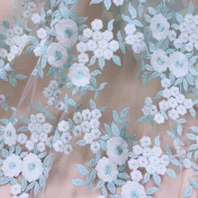 GLace 1Y/лот свежая Белая Цветочная синяя сетчатая кружевная Вышивка швейная ткань для юбки Ткань Домашний текстиль diy декоративная TX1410