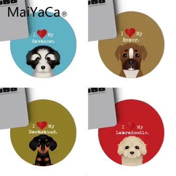 

MaiYaCa I Love My Dog Yorkie Papillon boxer Gaming MousePads Anti-Slip Laptop PC Mice Pad Mat 220x220mm Circular Mouse Pad