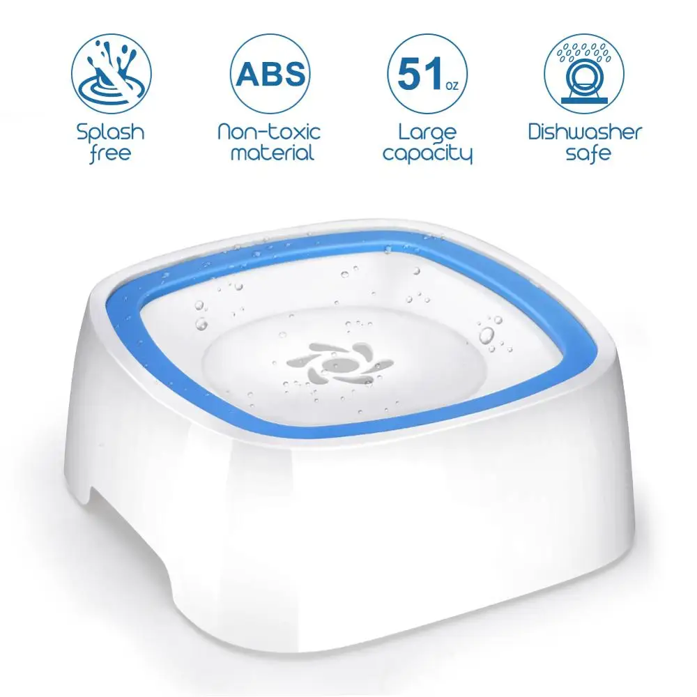 1.5L Dog Water Bowl Machine Carried Floating Bowl Cat Water Bowl Slow Water Feeder Dispenser Anti-Overflow Pet Fountain
