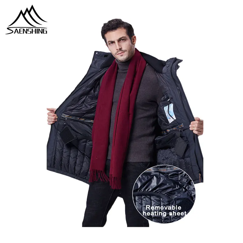 

SAENSHING winter ski jacket men heat Jackets Thick USB electric Outdoor Waterproof Hiking Camping Trekking Climbing fishing