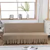 Solid Color Series Sofa Cover With Skirt Edge For Folding Sofa Cover Without Armrest All-inclusive Elastic Slipcover Protector 5