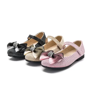 

New Princess Flats For Girls Casual Chic Sweet Butterfly-knot Crystal Hook & Loop Soft Bottom Fashion Girls Kids Shoes Spring