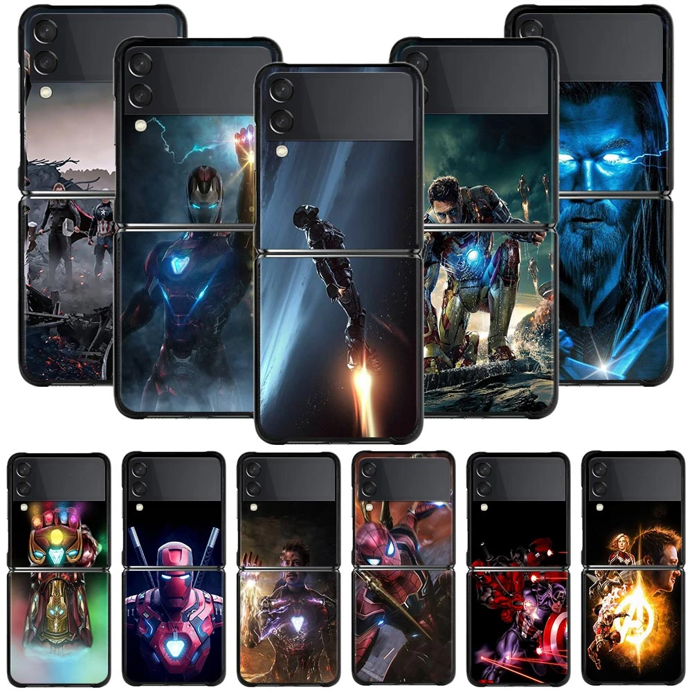 Phone Case For Samsung Galaxy Z Flip3 5G Z Flip 3 5G z flip zflip3 Fundas PC Hard Coque Black Cases Iron Man Marvel Avengers Man samsung flip3 case