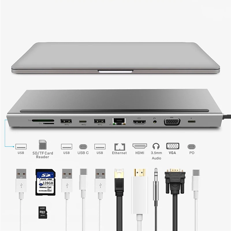 11 в 1 USB C концентратор type C концентратор для нескольких USB 3,0 HDMI адаптер док-станция USB-C type C 3,1 разветвитель 3 порта USB C концентратор для MacBook Pro