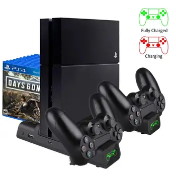 

Vertical Cooling Fan Cooler Stand for PS4/PS4 Slim/PS4 Pro Controller Charger with LED Indicators Charging Dock Station