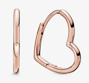 

Authentic 925 Sterling Silver Earring Rose Gold Asymmetric Hearts Of Love Earrings For Women Wedding Gift Fashion Jewelry