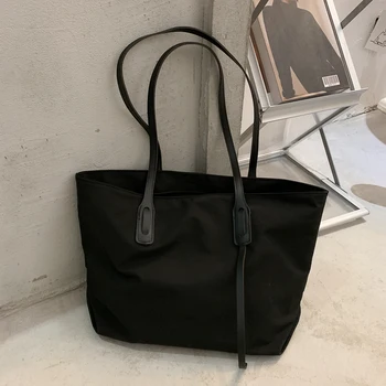 

Nylon Casual Tote Women Designer Large Capacity Handbags PU Ribbons Ladies Vintage Shoulder Shopping Bag College Bags for Girls