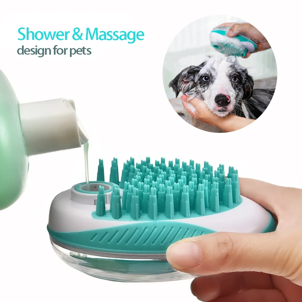 Pet Dog Cat Bath Brush 2 in 1 Pet SPA Massage Comb Soft Silicone Pet