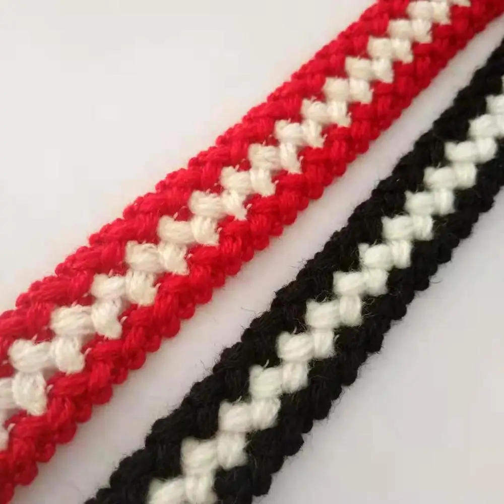 2cm width Braid Webbing cotton thread Woollen Red White Braid ribbon for Sweater 1yard