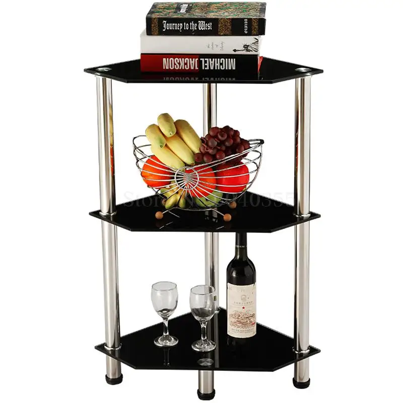  Corner table small coffee tempered glass modern minimalist sofa side living room corner several triangle cabinet |