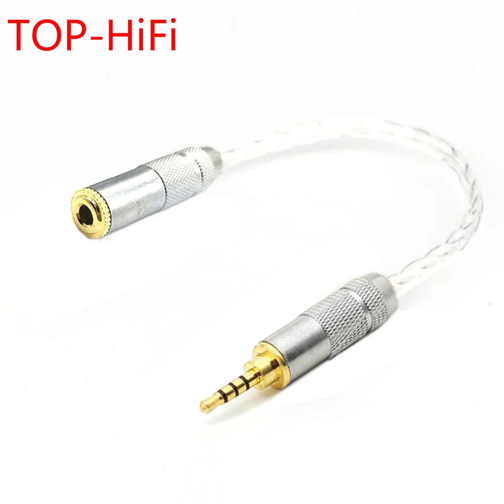 

TOP-HiFi 7N-OCC Silver Plated 2.5mm TRRS Balanced Male to 3.5mm Stereo Female Audio Adapter Cable For AK240 AK380 AK320 DP-X1A