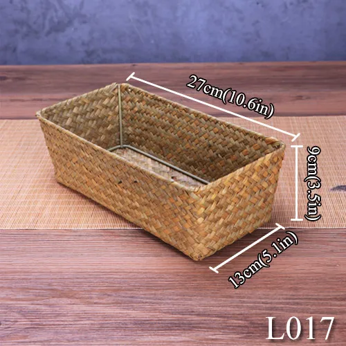 27cmL017 Ручная работа, соломенное плетение, хранение вещей, корзина для посуды для хранения косметики закуски, использование для кухни, подарок для ванной - Цвет: 27cmL017
