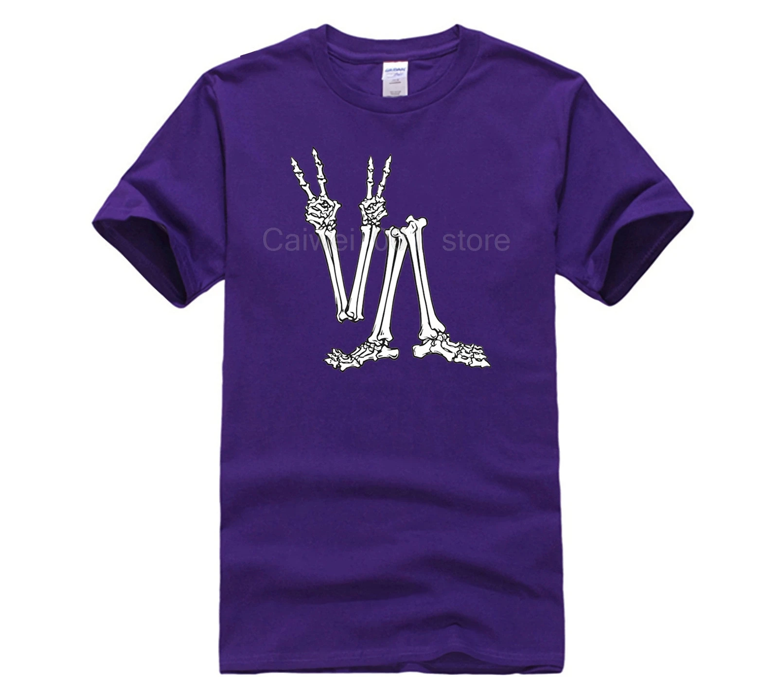 Летние мужские футболки RVCA Bonezy с коротким рукавом, футболки античные белые мужские с костями, модные летние футболки - Цвет: purple