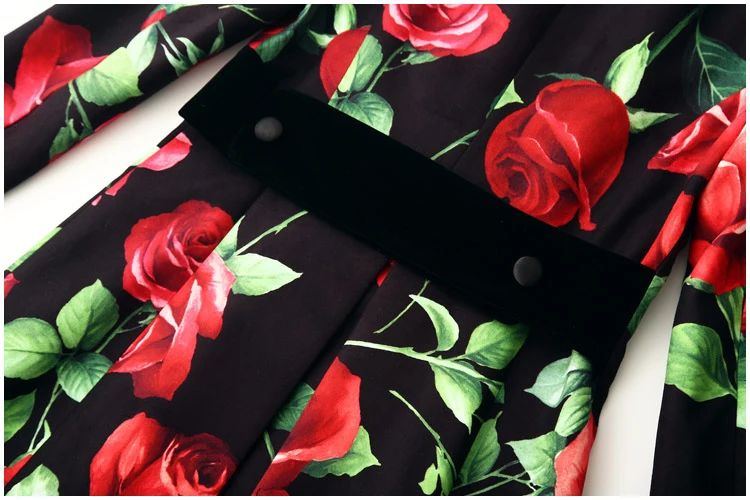 SEQINYY черный плащ осень зима модный дизайн женский длинный рукав с принтом розы Длинный топ высокое качество