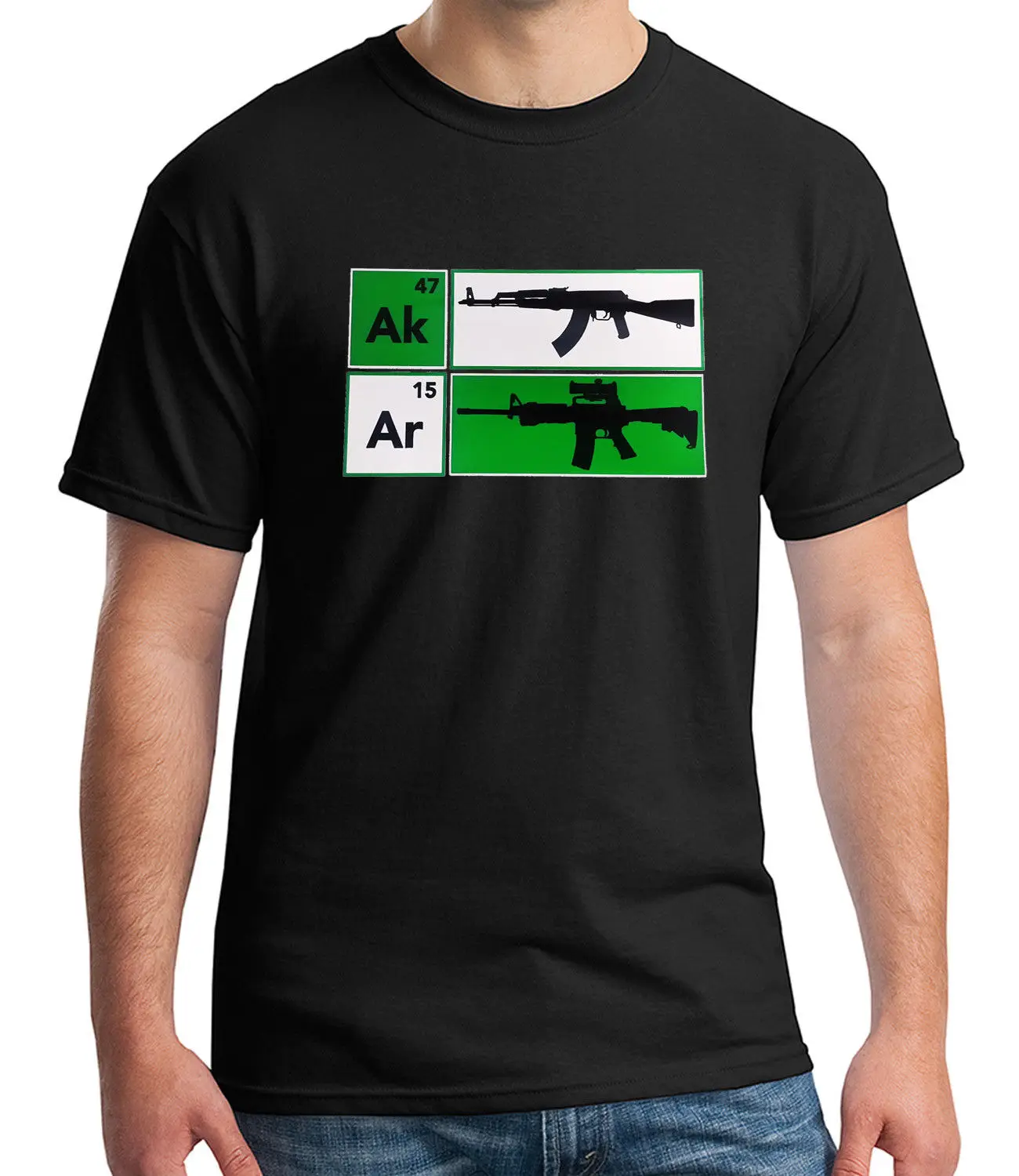 Fashion Hot Sale AK47 AR15 Riffle Adult T-Shirt Cool Gun Defense Summer Cotton O-Neck Short Sleeve Men's T Shirt New Size S-3XL | Мужская