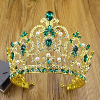 

NeeFuWoFu round Rhinestone Exaggerated Big Crown Bridal crown Headwear princess Crown Charm Jewelry Christmas Gift