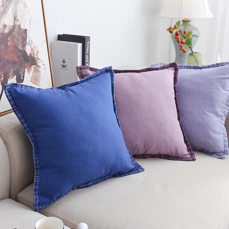 

Cotton Linen Cushion Cover Home Pillow Covers Decorative Solid Color Pillowcases 50x50cm for Office Lumbar Car Sofa Throw Pillow