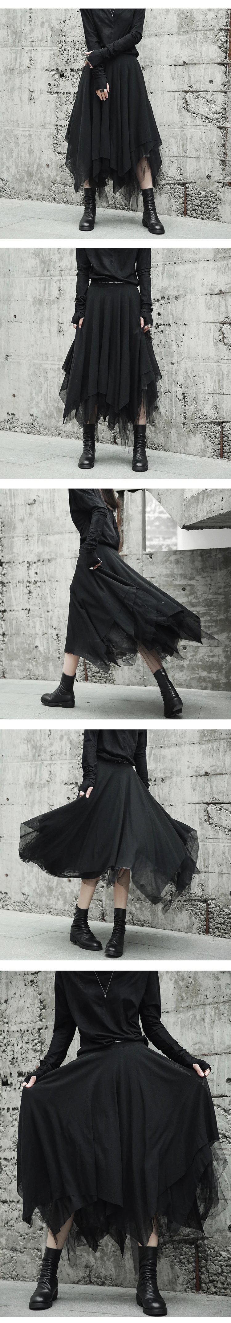 Owen seak Women Cotton Skirt High Street Style Ball Gown Clothing Autumn Dust Women Black Skirt