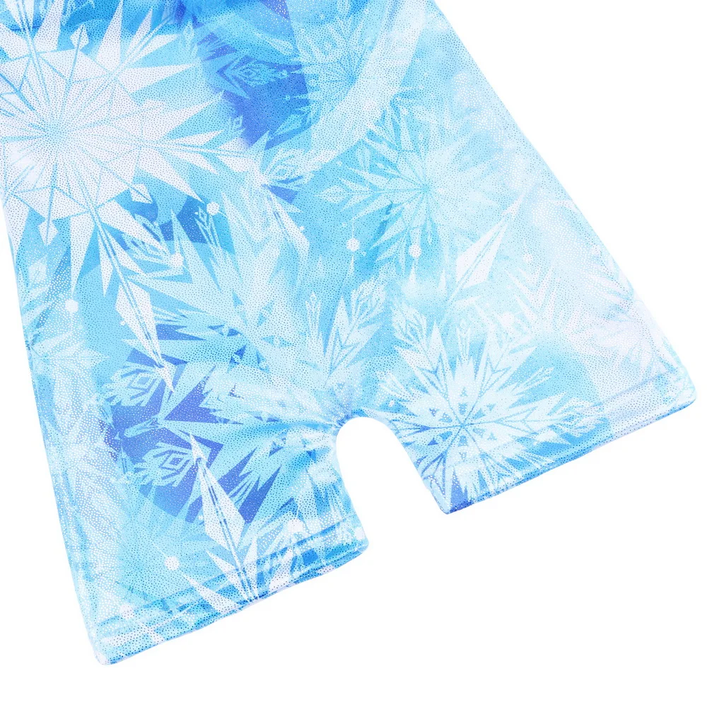 BAOHULU Sleeveless Girls Ballet Dance Leotard Blue Snowflake Gymnastics Leotard Children Training Performance Biketard Bodysuits