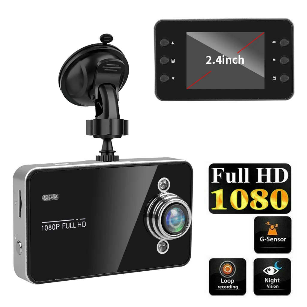 Car DVR Camera K6000 Auto Tachograph Car Video Recorder Camcorder Video Auto Registrator Full HD 1080P Dash Cam Car Video Surveillance