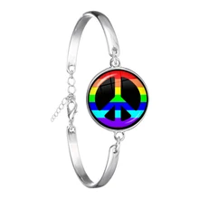 Би Прайд браслет цепочка ЛГБТ, гей-Прайд модный браслет ювелирные изделия Радужный Флаг 18 мм бижутерия со стеклянными кабошонами для женщин мужчин подарок для влюбленных