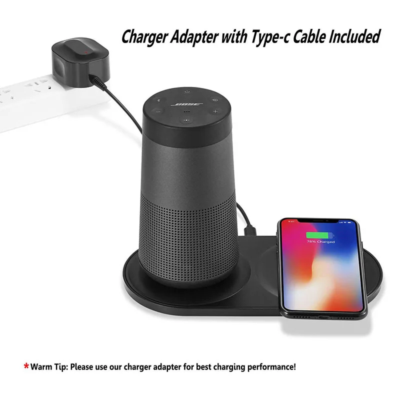 Wireless dual-charge base for Bose SoundLink Revolve+ Bluetooth speaker For Samsung XiaoMi Apple mobile phone wireless charging