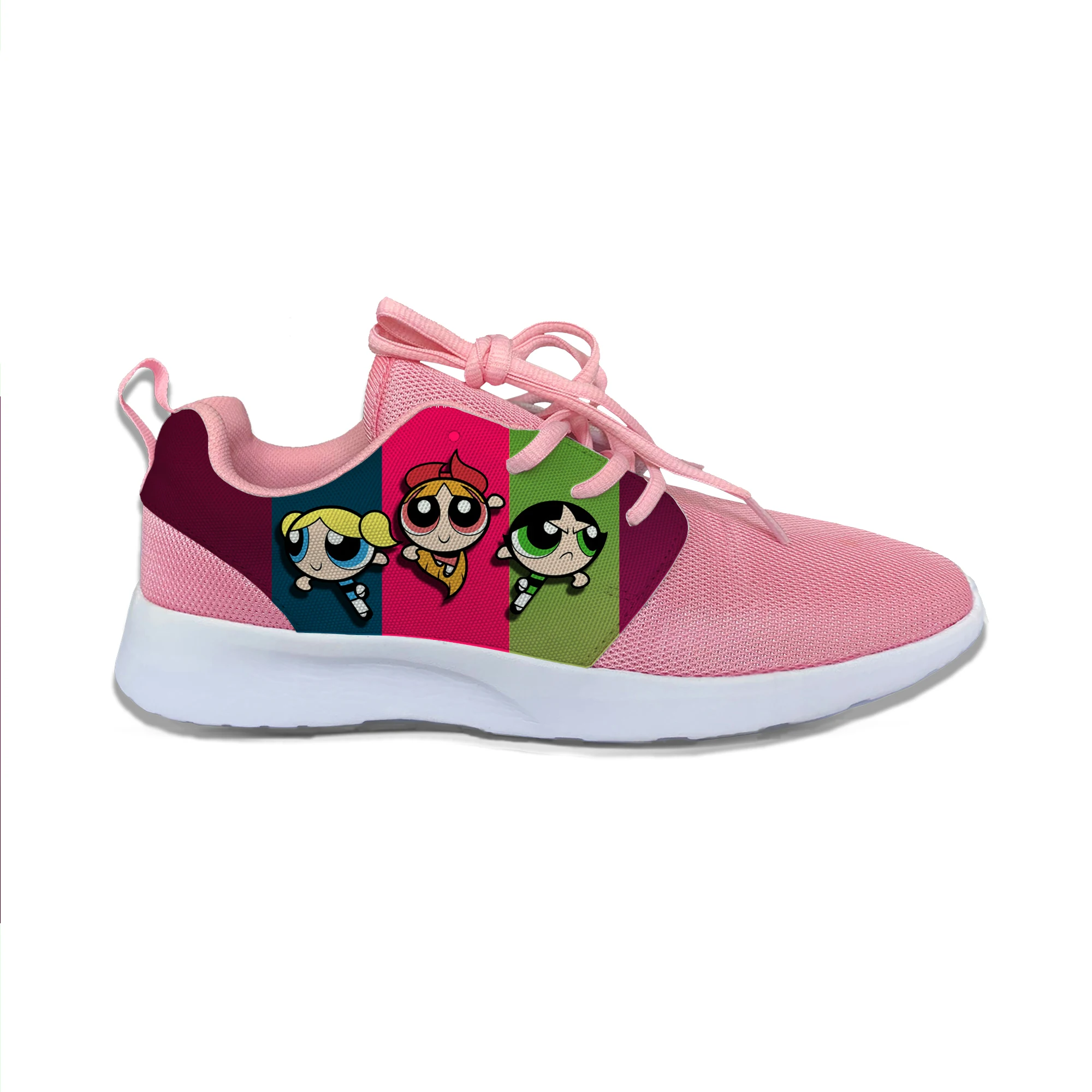 Powerpuff Забавный мультфильм 3D печать дети мальчики девочки кроссовки детские дышащие легкие спортивные кроссовки повседневная обувь - Цвет: The Powerpuff Girls