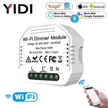 Regulador de intensidad inteligente Wifi de 1/2 vías, módulo inalámbrico con aplicación Tuya, Control por voz, regulador de luz de pared, Alexa y Google Home