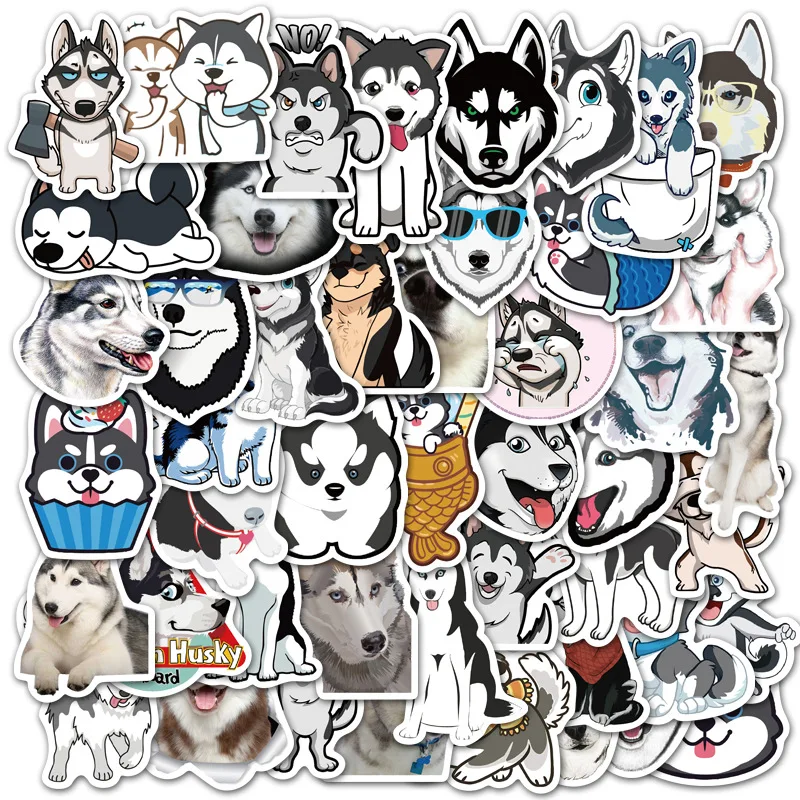 Pegatinas impermeables para decoración de teléfono móvil, pegatinas personalizadas con grafiti de perro husky, para equipaje, portátil, 10/30/50 Uds., venta al por mayor