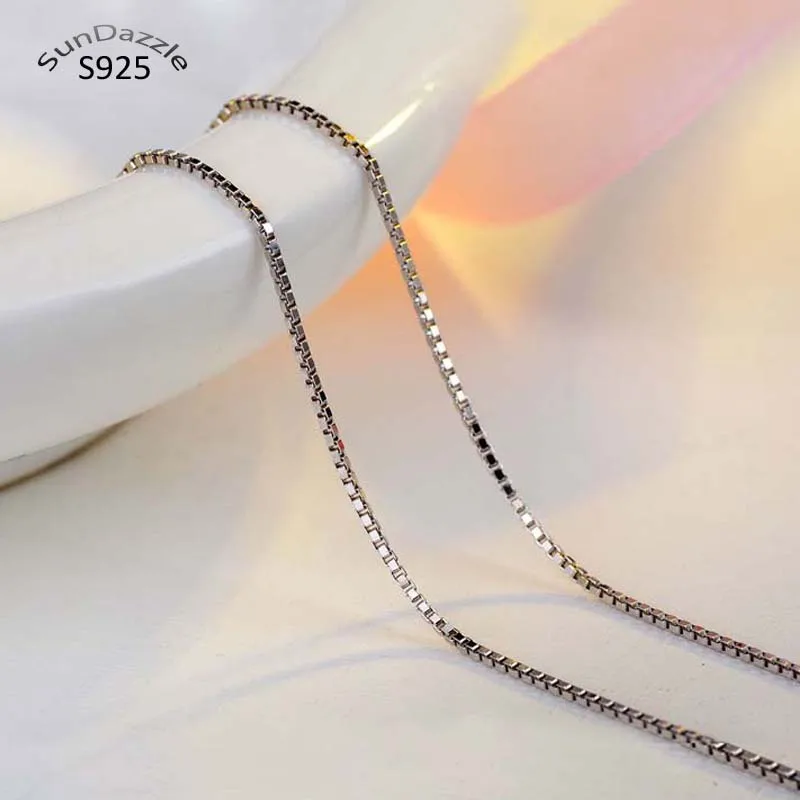 Genuine Real Pure Solid 925 Sterling Silver Chain Necklace For Women Box Basic Chains Jewelry