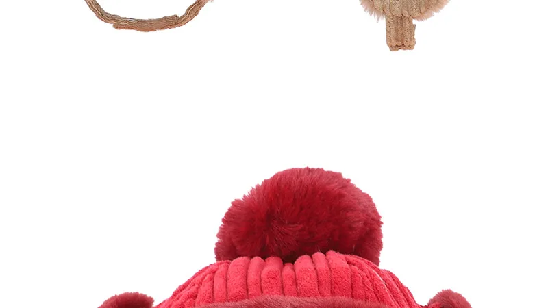 Детская зимняя шапка с ушками, хлопковая шапка для мальчиков и девочек, шапка с помпоном в виде бобов, детская теплая утолщенная шапка с пухом, лыжная маска, головной убор