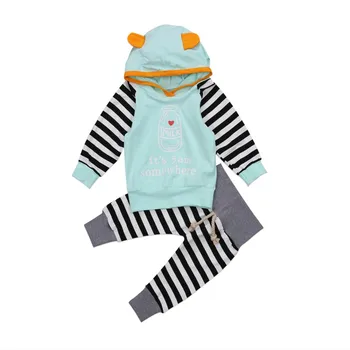 

Toddler Set Kids Baby Girls Boys Hoodie Pant Set Stripe Comfy Fashion Kid Clothes Set